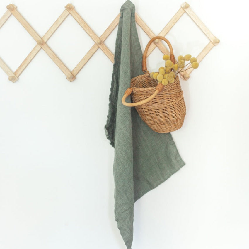 Stone Washed Linen Tea Towel - Iron Ore